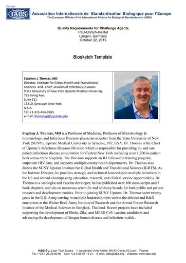 Biosketch Stephen Thomas