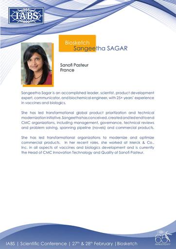 IABS SANGEETHA SAGAR BIOSKETCH