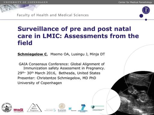 Surveillance in LMIC Dr Christentze Schmiegelow