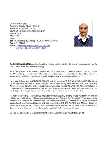 Biosketch   Sunil Goel
