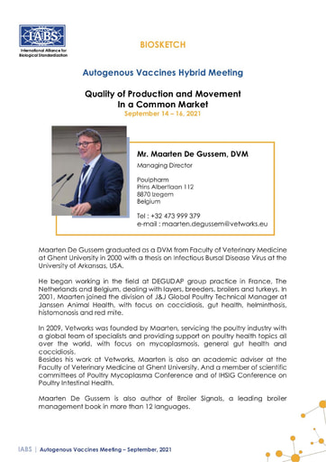 Maarten De Gussem Biosketch 2021