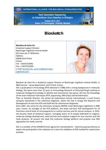 Biosketch   Blandine de Saint Vis October 23