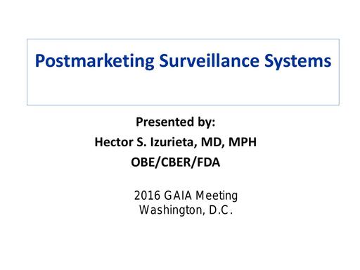 Postmarketing Surveillance Systems Dr Hector Izurieta