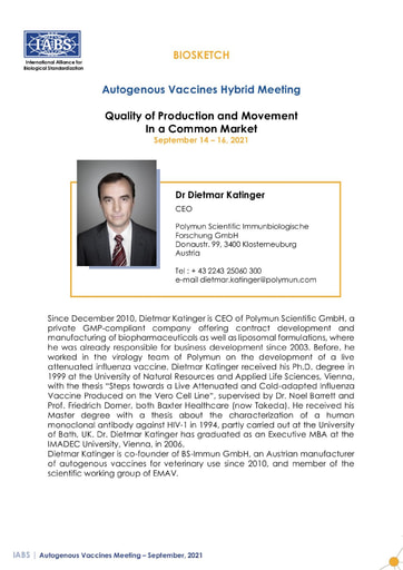 Dietmmar Katinger Biosketch 2021