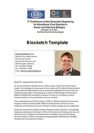 Biosketch   Johannes Bluemel