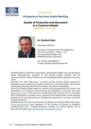 Gerfried Zeller Biosketch 2021