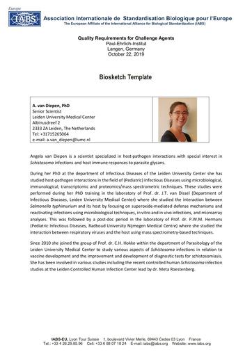 Biosketch Angela van Diepen