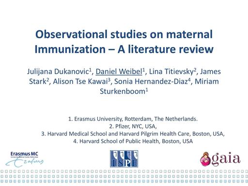 Observational Studies Following Immunization in LIMC Dr Daniel Weibel