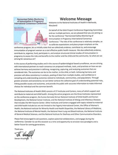 Welcome Message Dr  Steven Hirschfeld